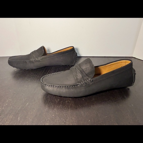 Massimo Matteo Nubuck Loafers Driving Shoes Black Mens 10 main image 7